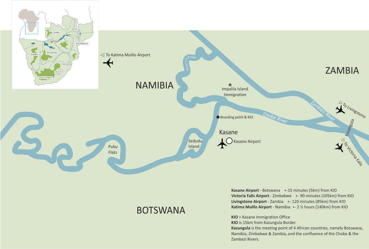 žemėlapis kasane Botsvana