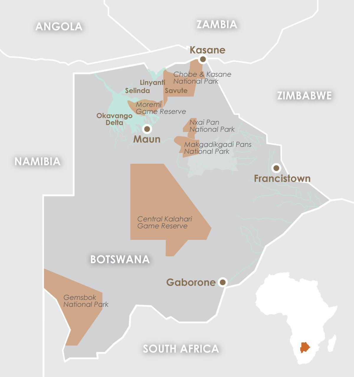 žemėlapis maun Botsvana