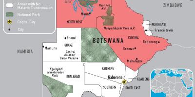 Žemėlapis Botsvana maliarija