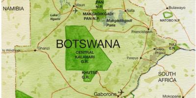 Žemėlapis Botsvana žaidimas rezervai