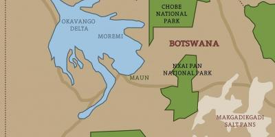 Žemėlapis Botsvana žemėlapis nacionaliniai parkai