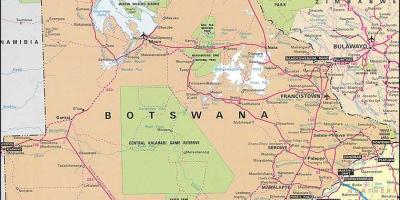 Žemėlapis Botsvana žemėlapyje atstumai
