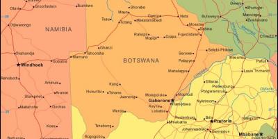 Žemėlapis Botsvana, kurioje visų kaimų